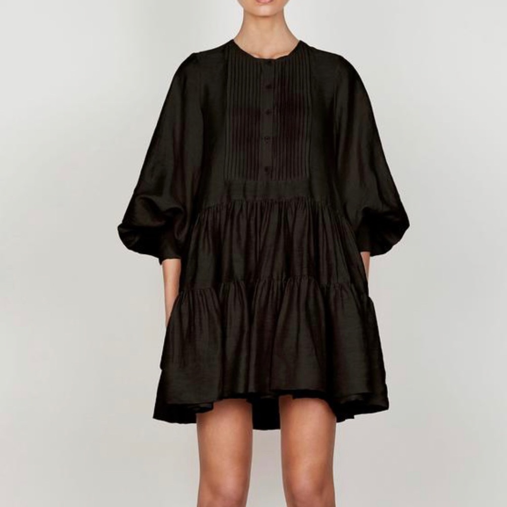 Shonajoy linen tuxedo dress size 4 black